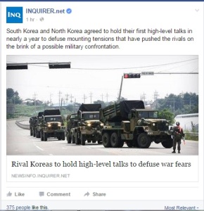 Inquirer's FB page linked to its website